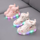 Children's cotton shoes high-top baby light-up trendy shoes 1-3 years old boys and girls plus velvet sports shoes autumn and winter two-cotton casual shoes 2