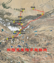Xinjiang Yutian Kriya G216 advance Township through self-driving navigation map Aowei trajectory route