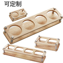 Customized wooden frame Sauce vinegar bottle tray seasoned bottle shelf stainless steel column bottom tray wooden tray glass bottle solid wood