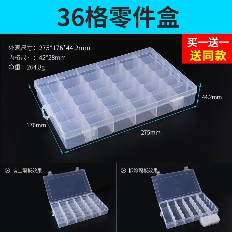 Hộp linh kiện bằng nhựa trong suốt Hộp lưu trữ nhiều ngăn có nắp Hộp công cụ phân loại vít nhỏ Hộp linh kiện điện tử có thể tháo rời Phụ kiện máy khoan