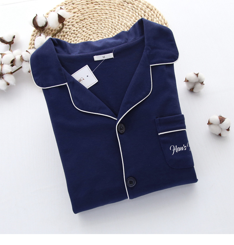 Mùa xuân và mùa thu Cotton sanding dịch vụ nhà quần dài tay phù hợp với nam và nữ mã hóa đồ ngủ dệt kim cotton đôi thương hiệu đồ ngủ cao cấp