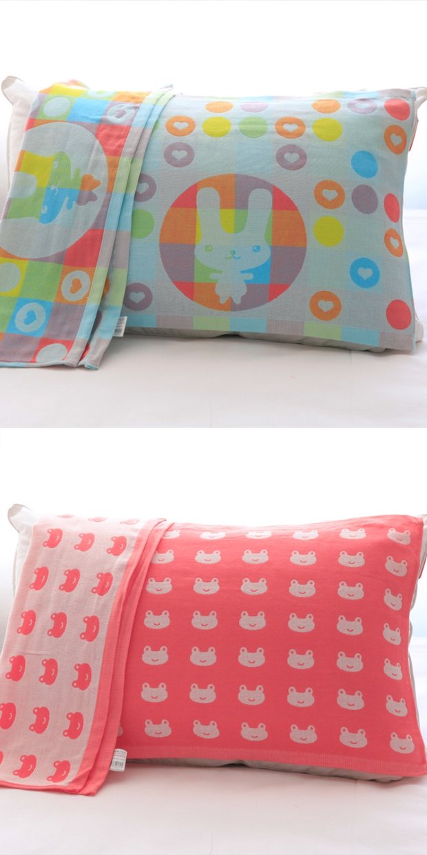 [2 gói] Khăn gối trẻ em 2 lớp gạc cotton nguyên chất thoáng khí mềm mại khăn trải gối