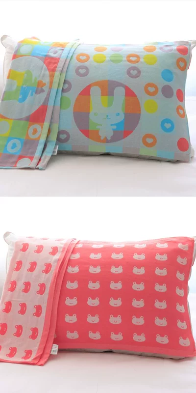 [2 gói] Khăn gối trẻ em 2 lớp gạc cotton nguyên chất thoáng khí mềm mại vỏ ga gối