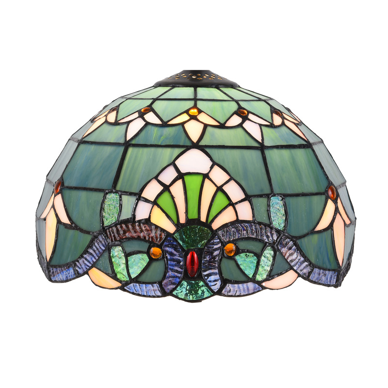 Tiffany Table Lamp Shade Green Baroque Glass Lampshade Living Room Bedroom Bedside Lamp Study Decorative Lighting Fixtures