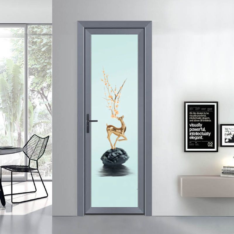 Narrow Colored Glaze Minimalist Bathroom Door with Double-Layer Tempered Glass and Aluminum Alloy for Bathroom, Toilet, Shower Room, and Kitchen