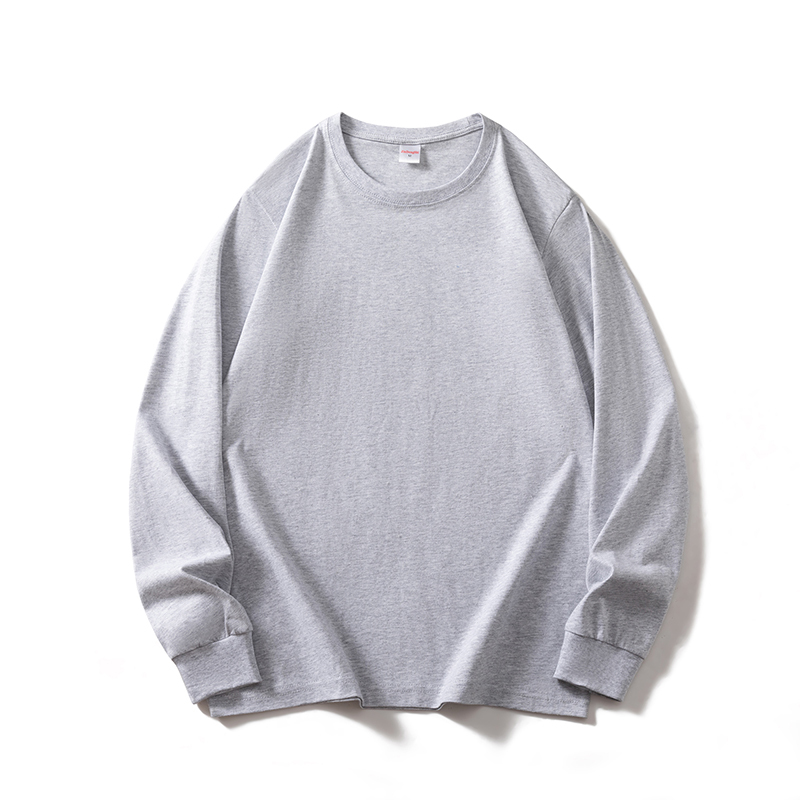Spring and Autumn Men's Plus-Size Pure Cotton Long-Sleeve T-Shirt, Round Neck, Loose Casual Solid Color Thin Base Shirt, Inner Layer Undershirt