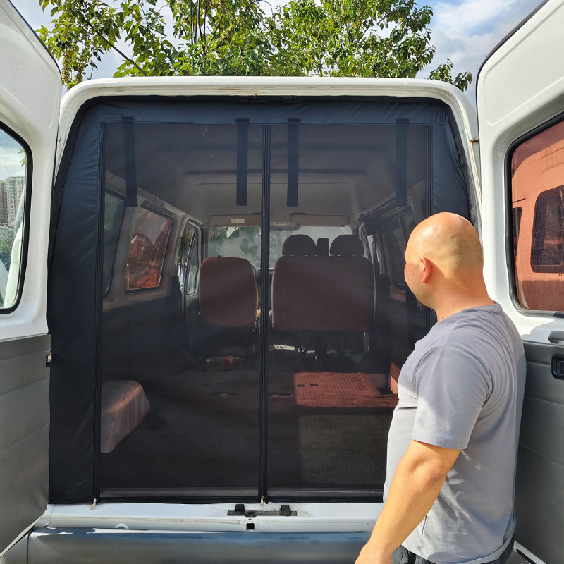 Pioneer V Car Mesh Curtains Sliding Door Mosquito Net Insulation Sun Protection Middle Door Thickened Rear Tailgate Mosquito Net for Camping