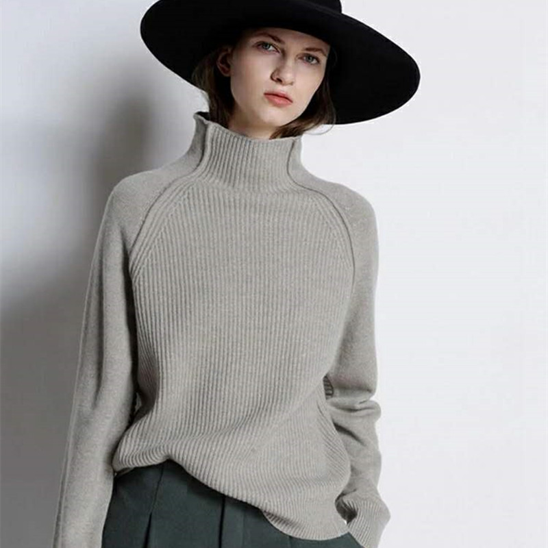 Autumn and winter Bei sister-in-law with a high collar Korean version loose cardigan pullover sweater women's lazy wind short thickened sweater