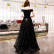 Evening dress female 2022 new high-end atmosphere celebrity banquet one-shoulder noble elegant dress skirt black long section