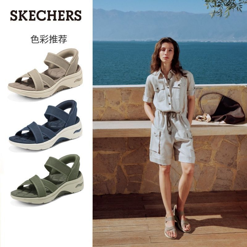Skechers Slip-On Sandals for Women 2026 Summer New Style Casual Arch Support Breathable Thick-Soled Beach Shoes Skechers Slip-On Sandals for Women 2026 Summer New Style Casual Arch Support Breathable Thick-Soled Beach Shoes