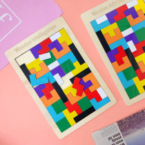 Woody Russian Block Jigsaw Puzzle Children Puzzle Assembly Plate Kindergarten Early Teach Wisdom Development Toys