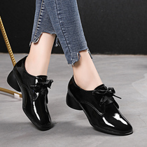Shoes Children Spring Fall 2022 New Coarse Heel Single Shoes Women Fashion Lacquer Leather Small Leather Leather Shoes Deep leather Heel Women Shoes