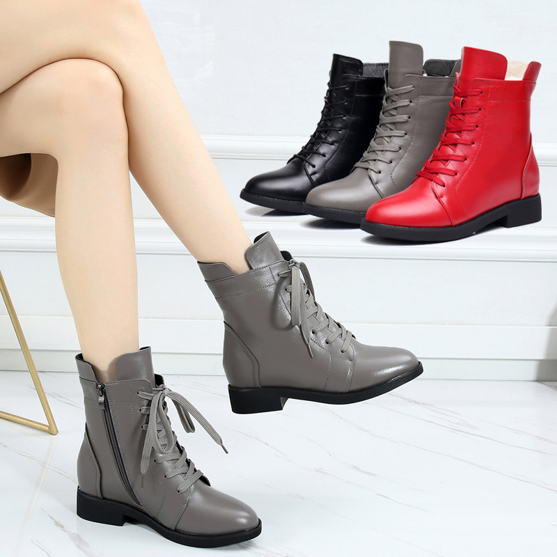 Boots children 2020 autumn and winter new flat bottom velvet warm cotton boots casual Martin boots large size single boots leather boots