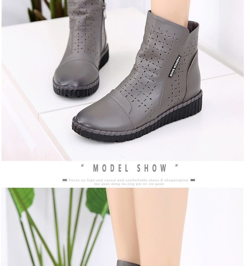 Booties nữ phẳng mùa xuân và mùa hè 2018 new hollow nữ khởi động giản dị dép rỗng da mềm mại dưới giày nữ