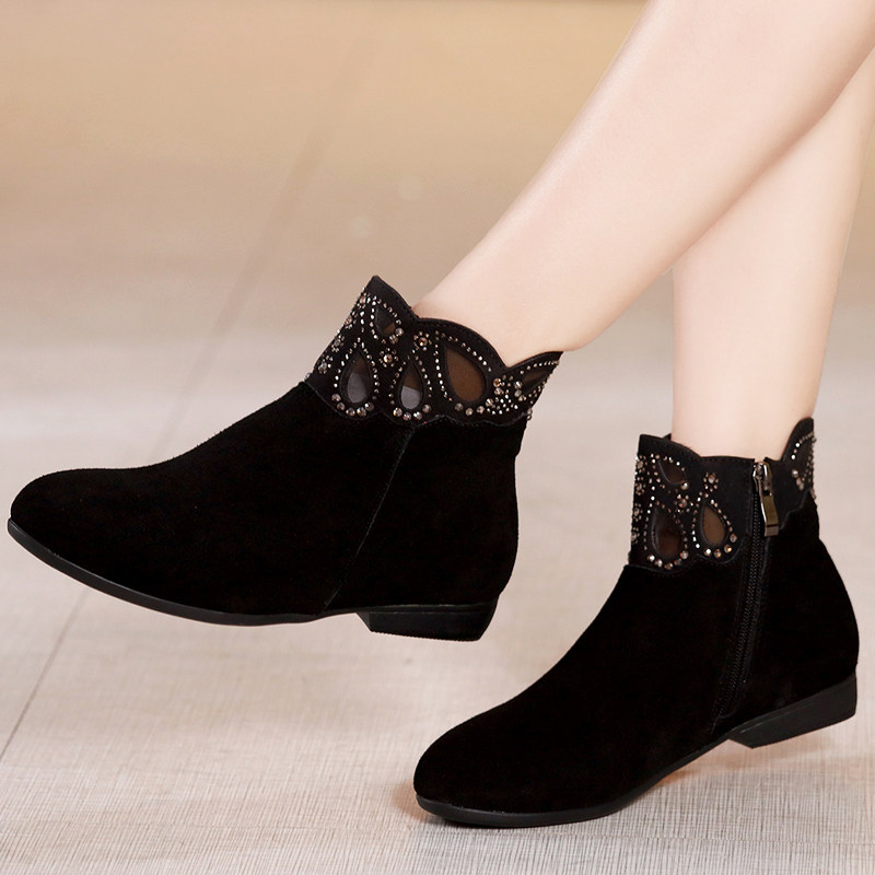 Short Boots Woman Flat Bottom 2021 New Boots Spring Autumn Single Boots Genuine Leather Frosted Casual Flat Heel Women Shoes Winter Add