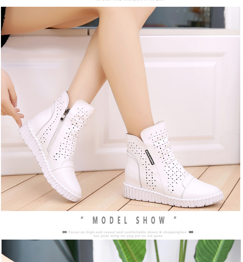 Booties nữ phẳng mùa xuân và mùa hè 2018 new hollow nữ khởi động giản dị dép rỗng da mềm mại dưới giày nữ