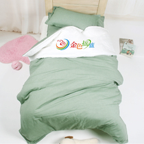 Kindergarten cotton three-piece six-piece set washed cotton cotton quilt custom stitching embroidery logo solid color