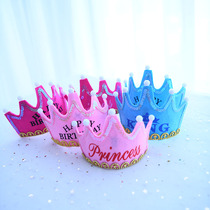 Baby birthday hat Crown hat Childrens birthday hat Birthday party decoration decoration with light net red luminous hat
