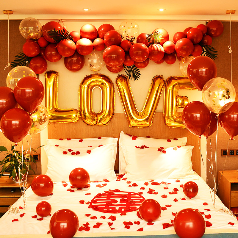 Wedding Placement Wedding House Decoration Suit Nets Red New House Arrangement Men's Women's Party Wedding Supplies Balloon Scene Grand