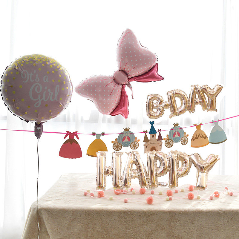 Net red cartoon children's balloon happy birthday theme decoration baby decoration background wall party package