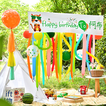 Baby Birthday Party Outdoor Picnic Spring Tours Decoration Boy Dinosaur Balloon Outdoor Camping Scene Arrangement Props