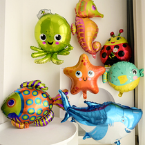 Childrens birthday Birthday Arrangement Balloon Dolphin Shark Marine Series Aluminum Film Boy Baby Party Decoration Photo