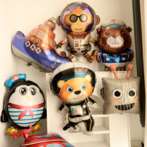 Boy Birthday Party Space Robot Ship Aluminum Film Balloon Baby Birthday Arrangement Background Wall Decoration Props