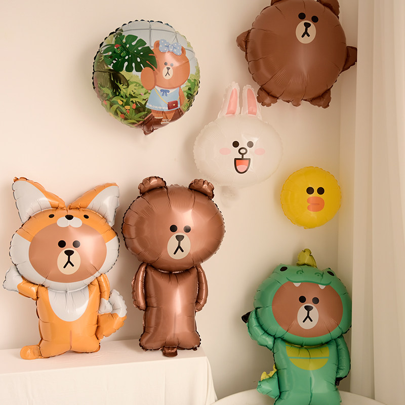 Cartoon aluminum film balloon Brown bear rabbit arranged party supplies children's birthday decoration to take picture props