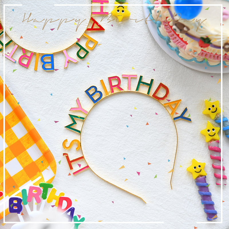 South Korea Birthday Hair Stirrup Small Red Book The Same Child Adult Colorful Alphabet Head Adorned With Photo Props Girl-Taobao