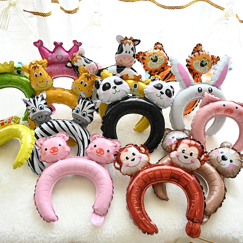 Children Birthday Decorations Cartoon Aluminum Film Balloon Hair Stirrup 61 Children's Day Gift party cute headgear Toys 