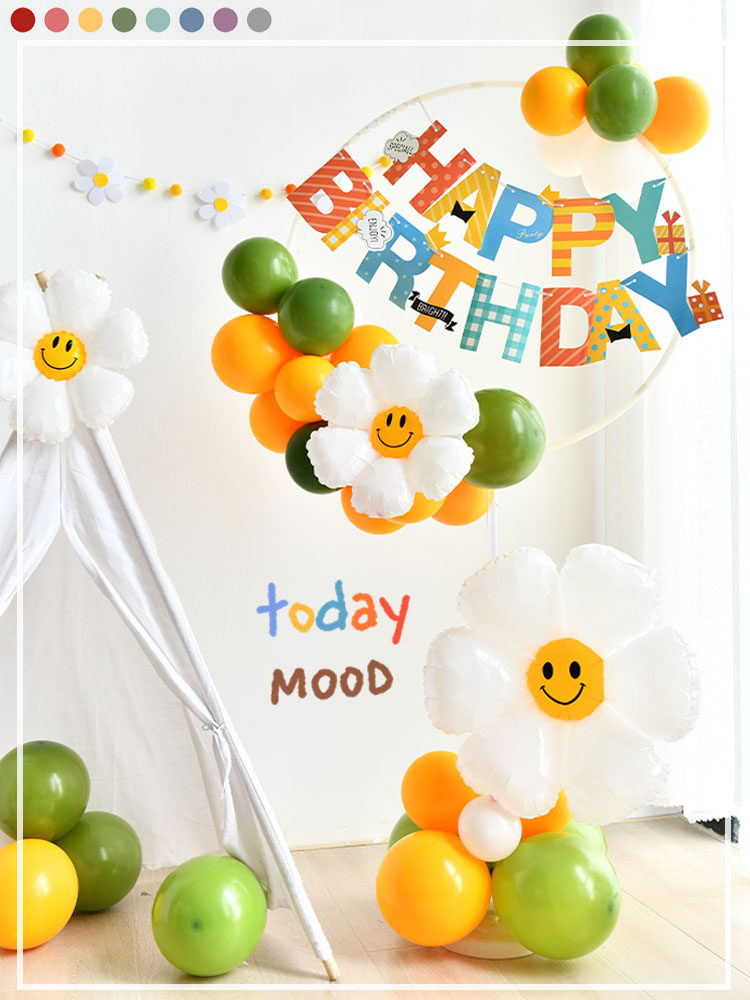 Children's birthday decorate cartoon boygirl and girlbaby themed circular balloon column annular party layout props