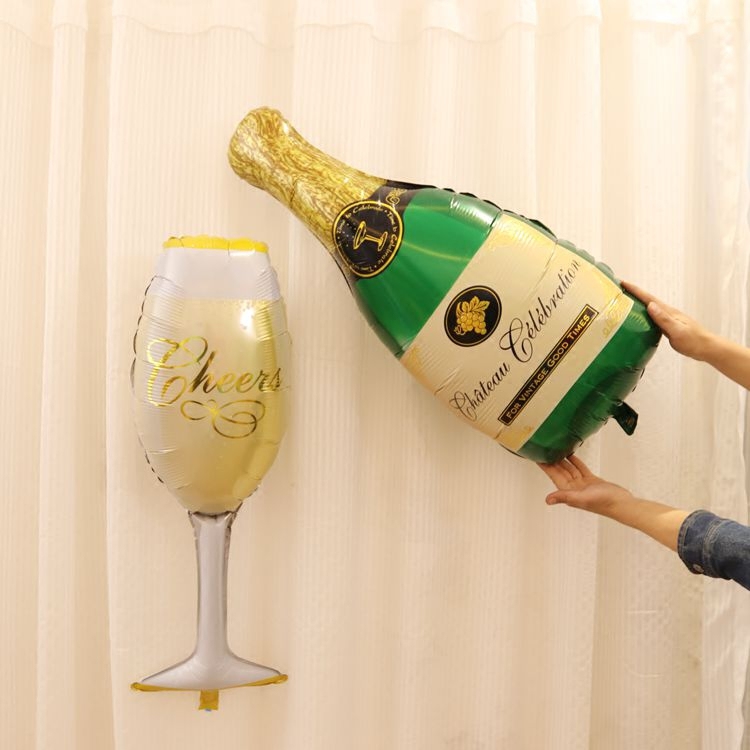 Champagne Bottle Wine Glasses Aluminum Film Balloon Bar Decoration Birthday Party Placement Wedding Decoration Party Arrangement Balloons