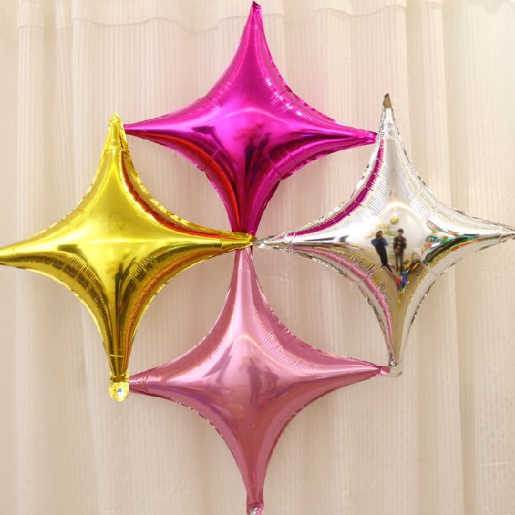 Four-pointed star aluminum film balloon Square aluminum foil balloon party decoration balloon shopping mall layout aluminum film balloon