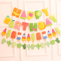 Summer theme birthday party decoration banner pennant happy birthday pull flag hotel decoration decoration decoration