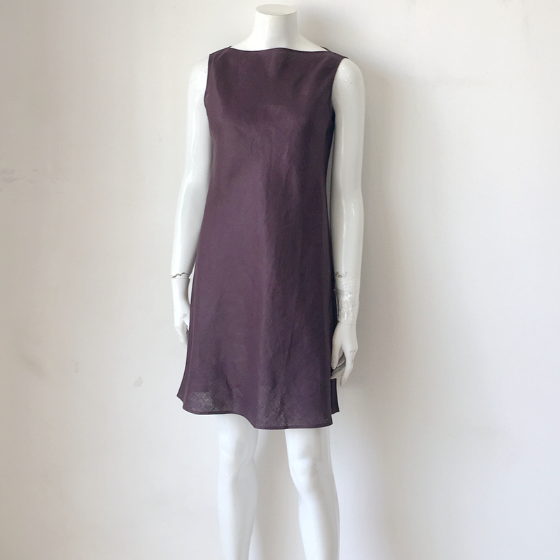 Tang's Store C Brand One-Shoulder 100% Linen Mini Sleeveless Dress (Short)