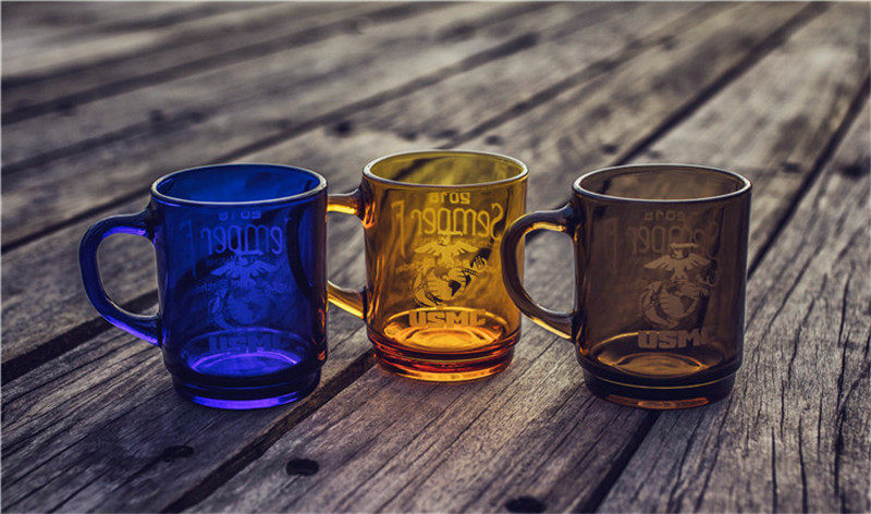 French origin United States Marine Corps 243th Anniversary Souvenir Coffee Cup Glass Toughened Glass