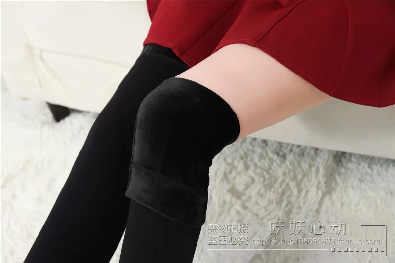 Mùa thu và mùa đông cộng với nhung ấm áp trên đầu gối quần legging vớ trung niên dày cotton vớ dài ống cao chân vớ