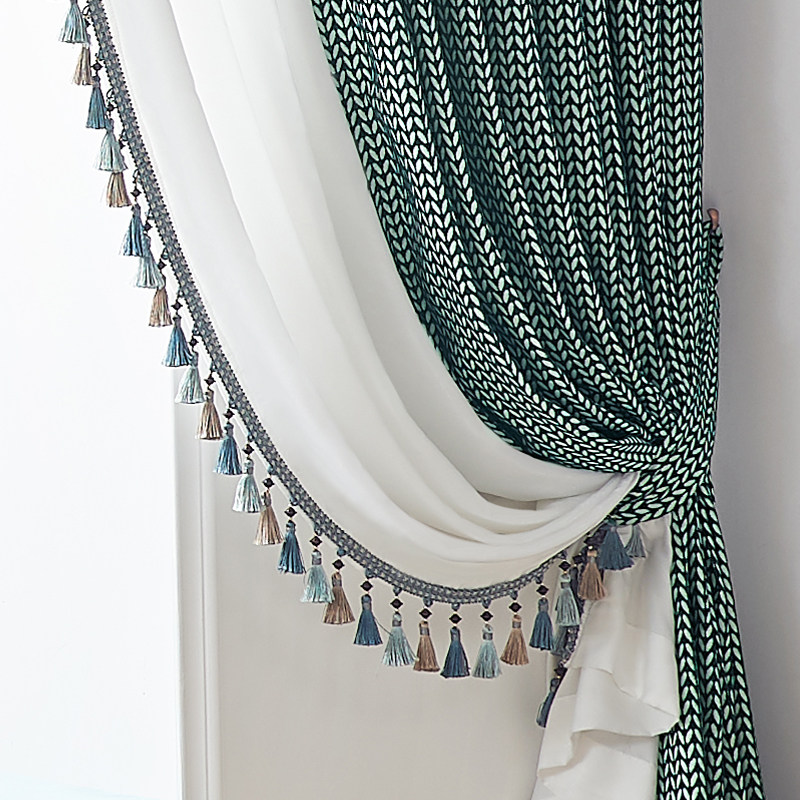 (Wheat) Customized 2022 new light luxury high-end chenille imitation cashmere jacquard Nordic full blackout curtain living room