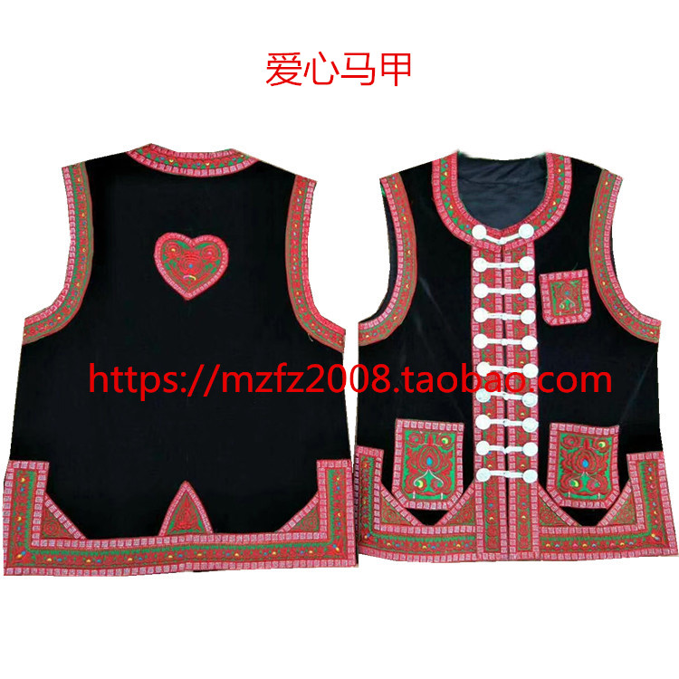 Fine Yi nam thêu vest Đen một bông hoa vest dài Khóa vest quốc gia quần áo đặc biệt đồ bộ nam