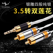 Taiwan YYAUDIO Yangyang silver carving 3 5mm turn double Lotus audio line one point two 1 point 2 four strand sterling silver wire core