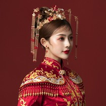 Ming-made Hanfu headdress suit wedding toast service simple atmosphere Phoenix Crown luxury domineering embroidery hair ornaments step