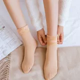 Носки, утепленные демисезонные удерживающие тепло бархатные гольфы, средней длины