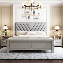 Soft package Soft back full solid wood bed 1 8 meters 1 5 meters double bed bedroom full set of furniture Wedding storage box bed