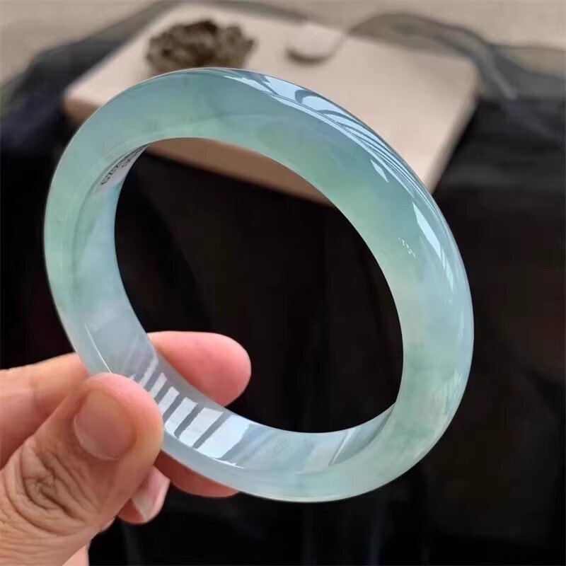 Burmese Ice Jade Bracelet for Women, Blue Water Jade Bangle, Old Pit Oil Green with Flowing Patterns, Genuine Jade Bracelet for Women Burmese Ice Jade Bracelet for Women, Blue Water Jade Bangle, Old Pit Oil Green with Flowing Patterns, Genuine Jade Bracelet for Women