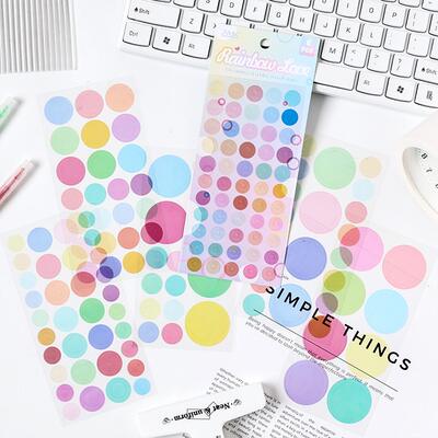 Colorful polka dot pie planner materials, planner stickers, cut-film stickers, pet stickers, round planner sticker marks