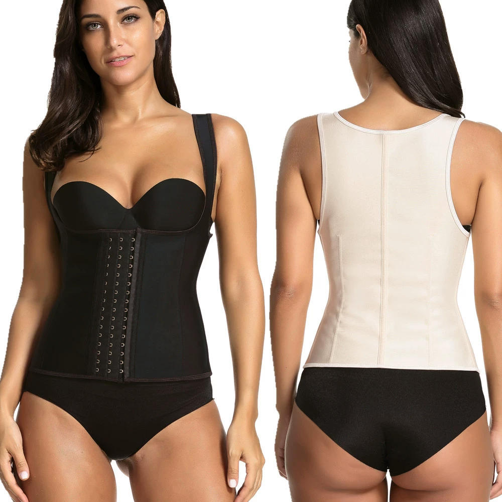 Áo khoác cao su chống nổ bụng 9 áo vest dây rộng bằng thép ba lớp khóa lớn corset cao su - Corset