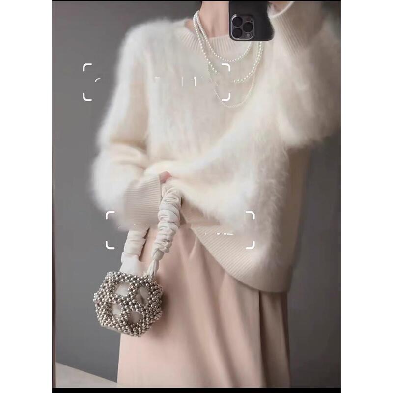 Highly Luxurious "Cashmere Fur-Like" Double-Ply Thickened 100% Pure Cashmere Circular Knit Sweater Highly Luxurious "Cashmere Fur-Like" Double-Ply Thickened 100% Pure Cashmere Circular Knit Sweater