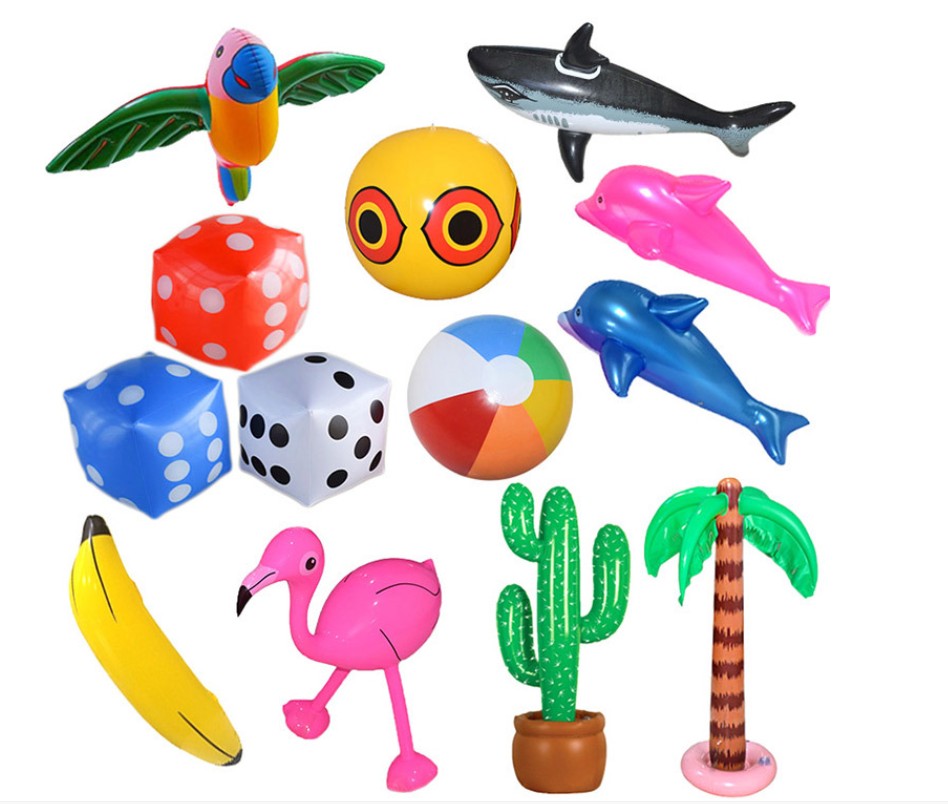 Smiley balloon inflatable coconut tree PVC inflatable dolphin fish banana flamingo props inflatable color ball beach ball
