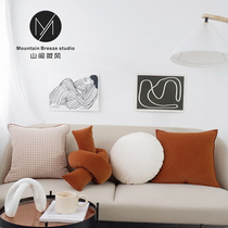  Nordic modern simple houndstooth pillow American sofa cushion Bed and breakfast hotel cushion bag ins pillow Orange