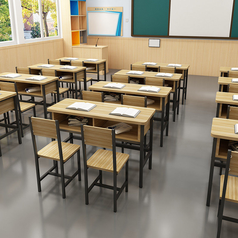 Factory direct sales school desks Primary and secondary school students desk and chair training desk tutoring class cram class double table calligraphy table